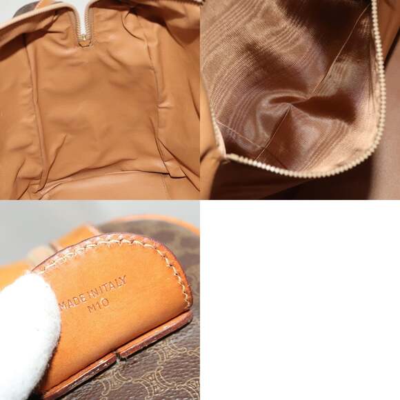 CELINE Macadam Canvas Boston Bag Pvc Leather Brown Gold - Picture 12 of 12